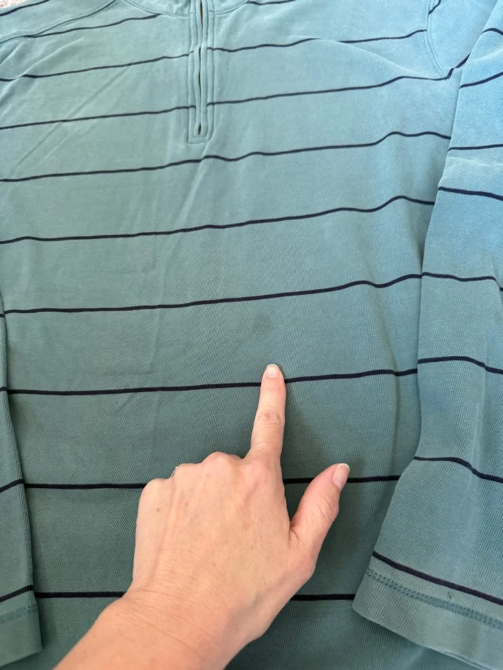 J. Crew Green Striped Quarter-Zip pullover Sweater
